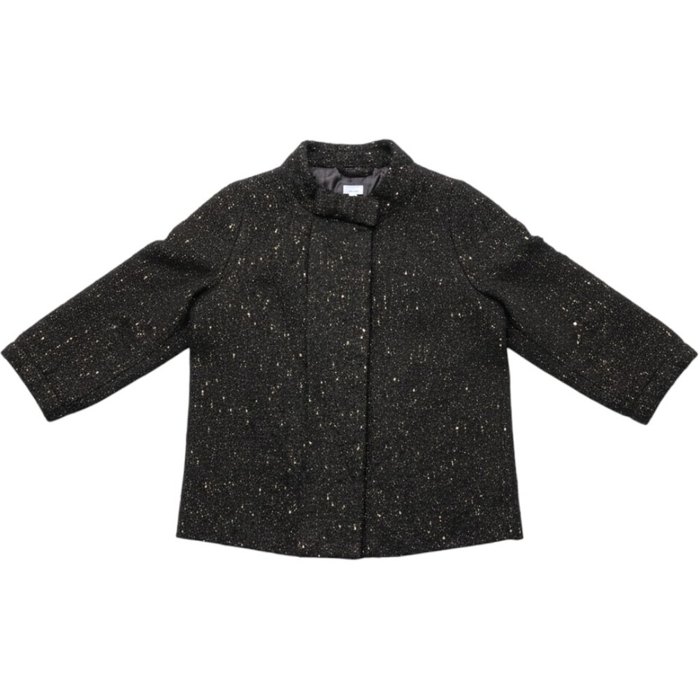 Baby Gap Girls Black Tweed Jacket Gold Metallic Fleck Snap Front Dress Coat Kids